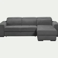 Canapé d'angle réversible convertible en tissu - gris moyen