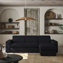 Canapé d'angle réversible convertible en tissu - gris ardoise