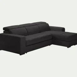 Canapé d'angle réversible convertible en tissu - gris ardoise