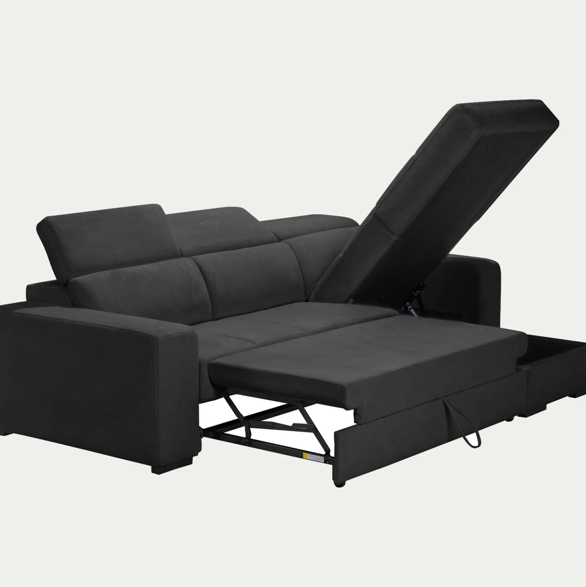 Canapé d'angle réversible convertible en tissu - gris ardoise