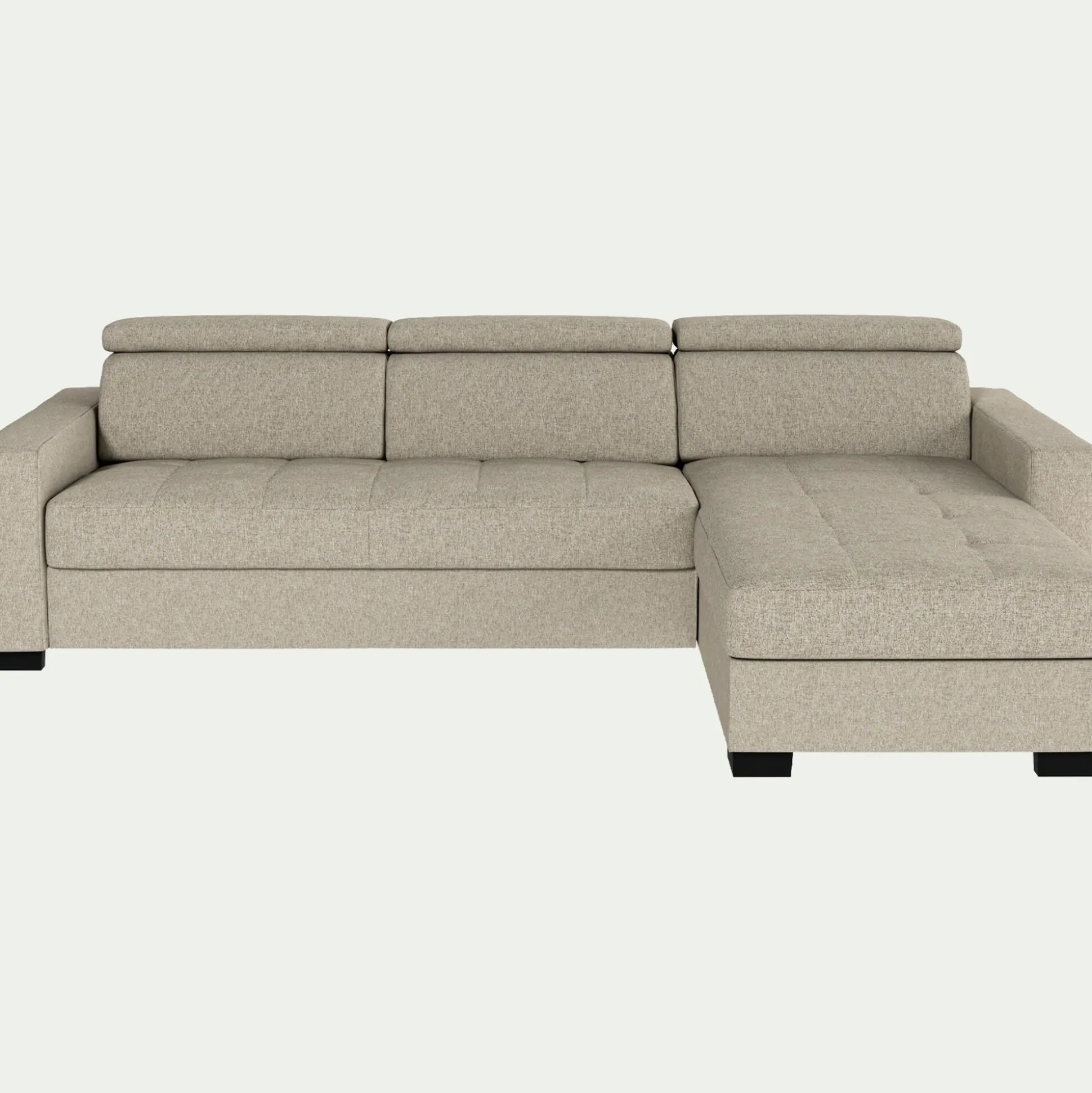 Canapé d'angle réversible fixe en tissu pop avec accoudoirs 20cm - beige
