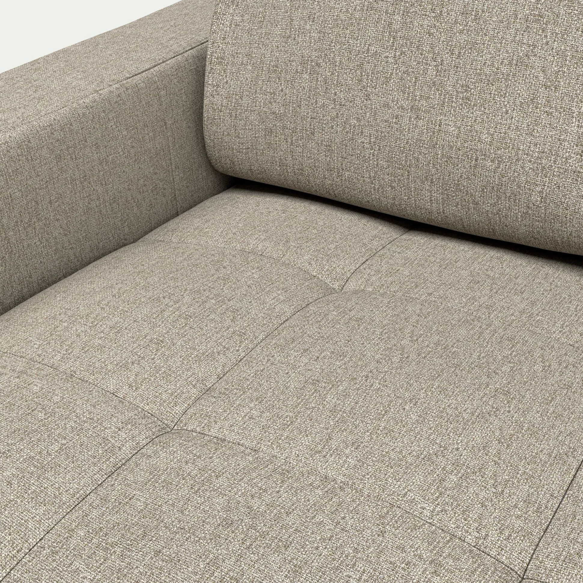 Canapé d'angle réversible fixe en tissu pop avec accoudoirs 20cm - beige