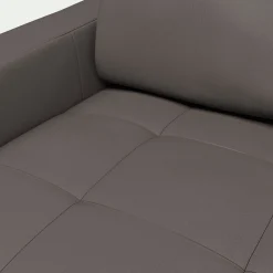Canapé d'angle réversible fixe en cuir de buffle avec accoudoirs 15cm - taupe