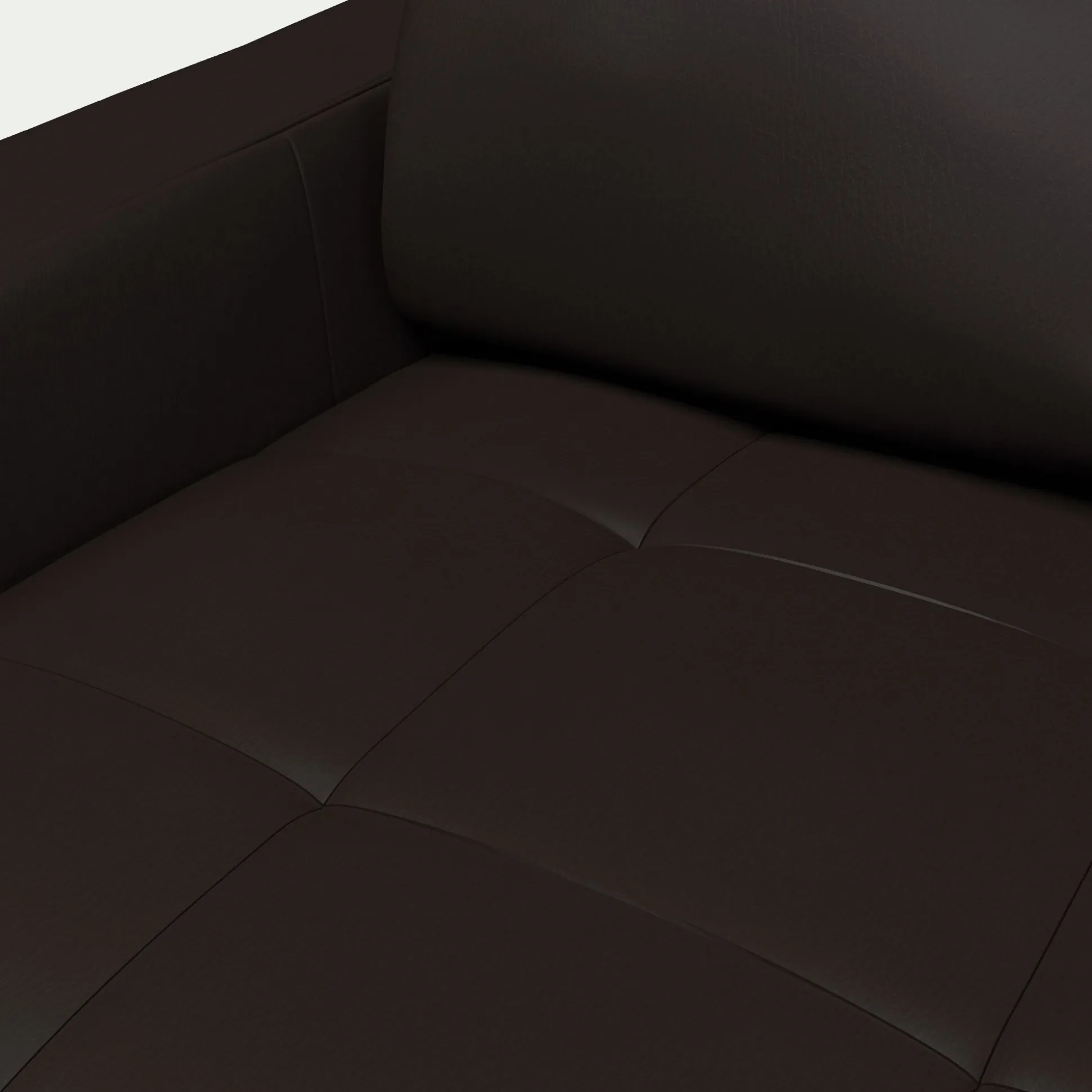 Canapé d'angle réversible fixe en cuir de buffle avec accoudoirs 15cm - marron