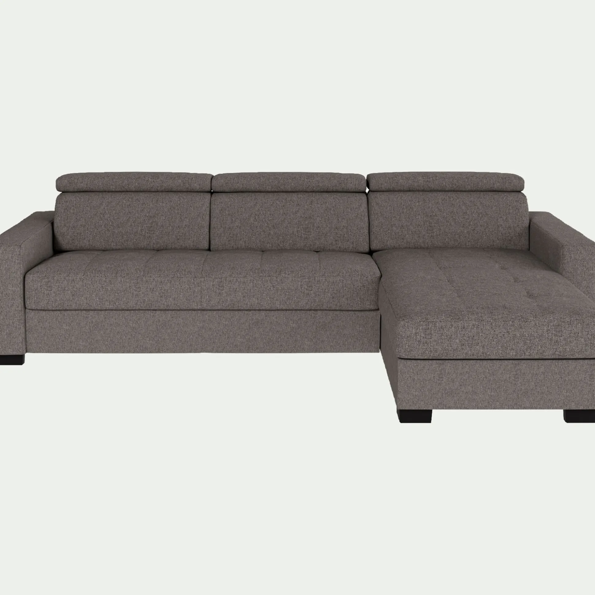 Canapé d'angle réversible fixe en tissu pop avec accoudoirs 20cm - taupe