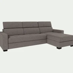 Canapé d'angle réversible fixe en tissu pop avec accoudoirs 20cm - taupe