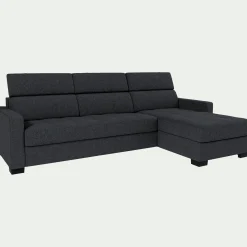 Canapé d'angle réversible fixe en tissu avec accoudoirs 15cm - gris anthracite