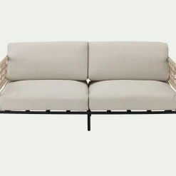 Canapé de jardin en acier et corde - beige (2 places)
