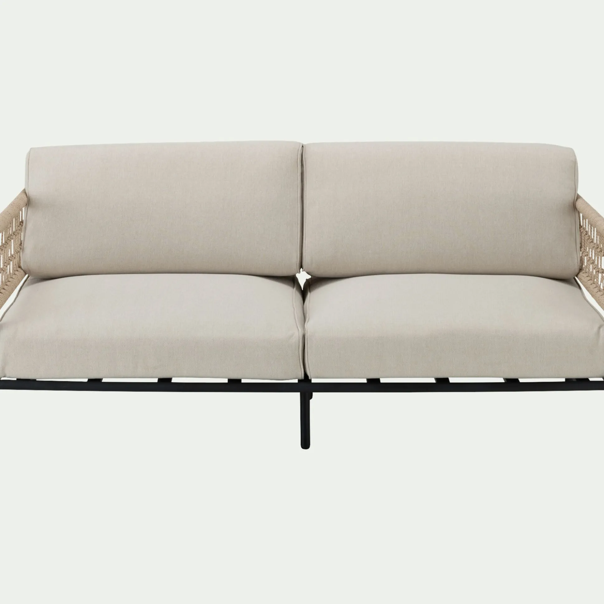 Canapé de jardin en acier et corde - beige (2 places)