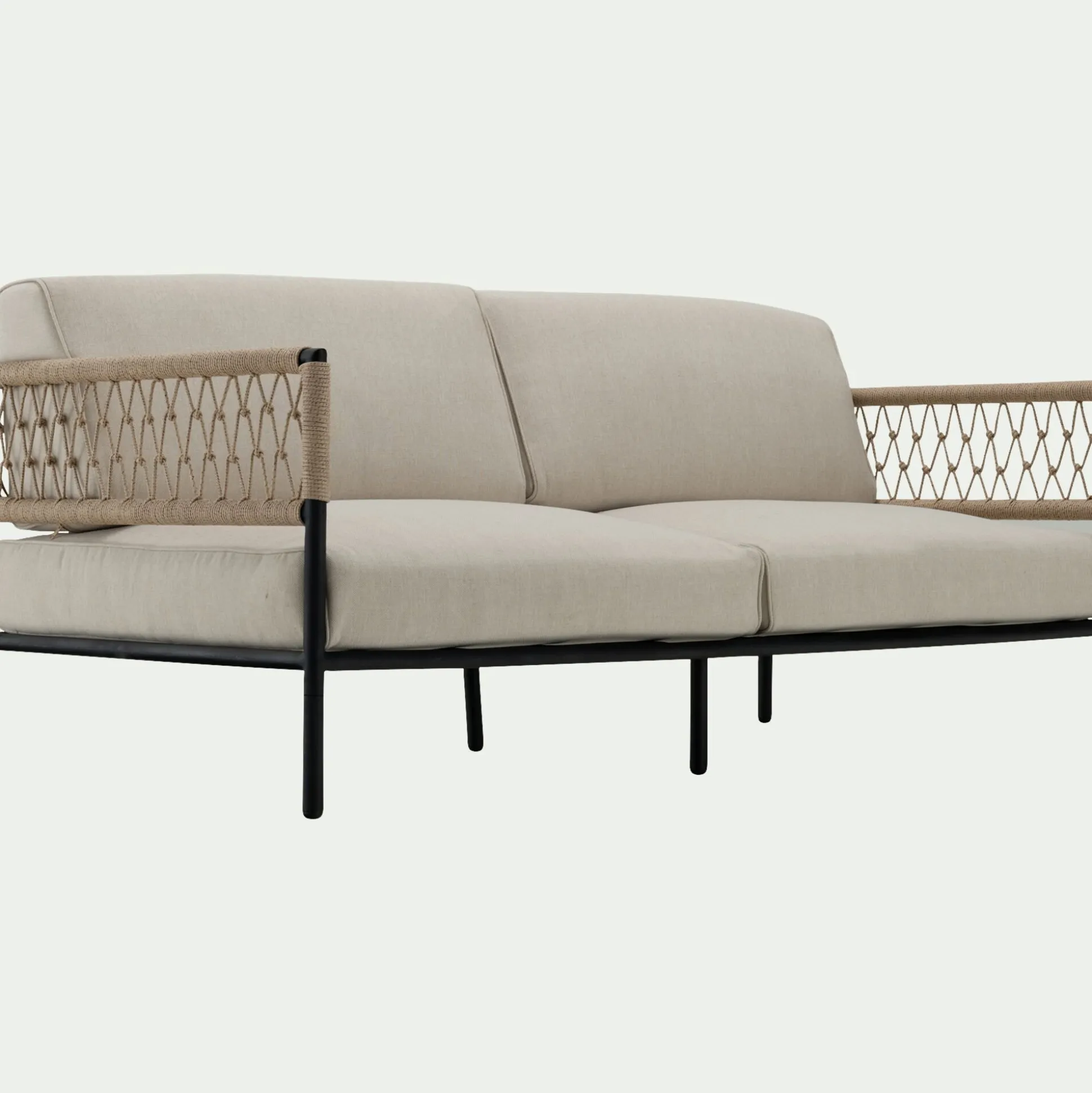 Canapé de jardin en acier et corde - beige (2 places)