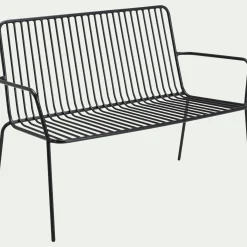 Canapé de jardin en acier - noir (2 places)