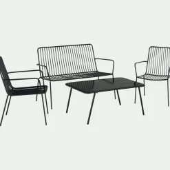 Canapé de jardin en acier - noir (2 places)