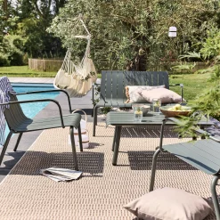 Canapé de jardin en aluminium - vert cèdre (2 places)
