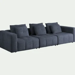 Canapé droit modulable en tissu Benjo - bleu marine