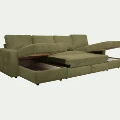 Canapé en U convertible en tissu tramé - vert cèdre