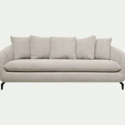 Canapé fixe 4 places en tissu tramé piétement noir - beige roucas