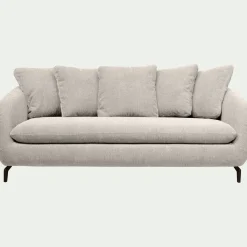 Canapé fixe 3 places en tissu tramé - beige roucas
