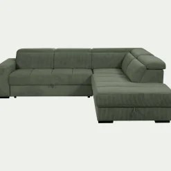 Canapé grand angle droit convertible en tissu Castelo - vert cèdre