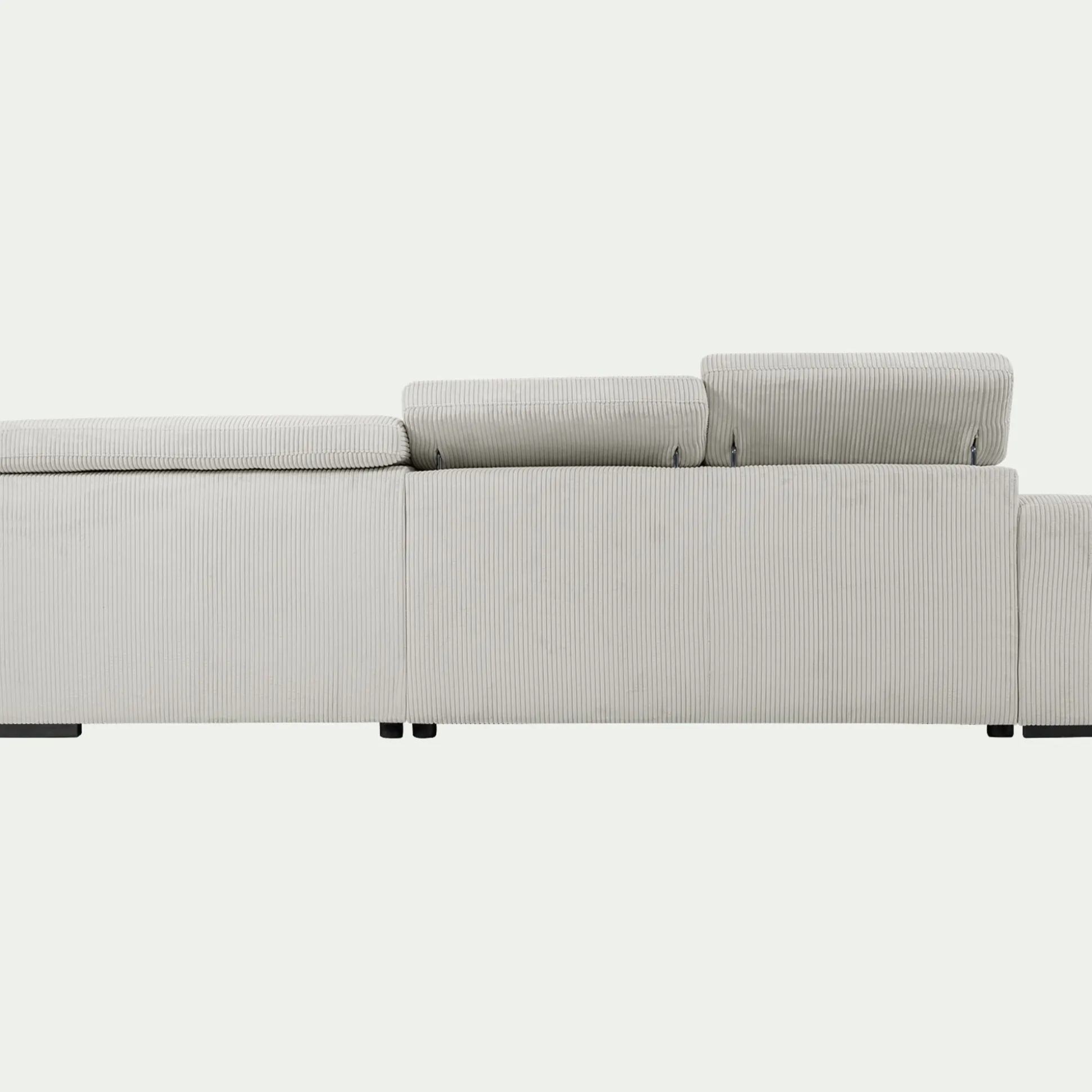 Canapé grand angle droit convertible en tissu castello - beige roucas