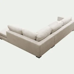 Canapé grand angle droit fixe avec méridienne en velours côtelé Azores - beige