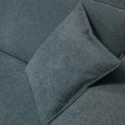 Canapé grand angle droit fixe en tissu tramé - bleu