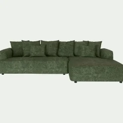 Canapé grand angle droit fixe en tissu Genesis - vert cèdre