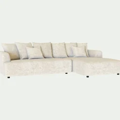 Canapé grand angle droit fixe en tissu - blanc ventoux