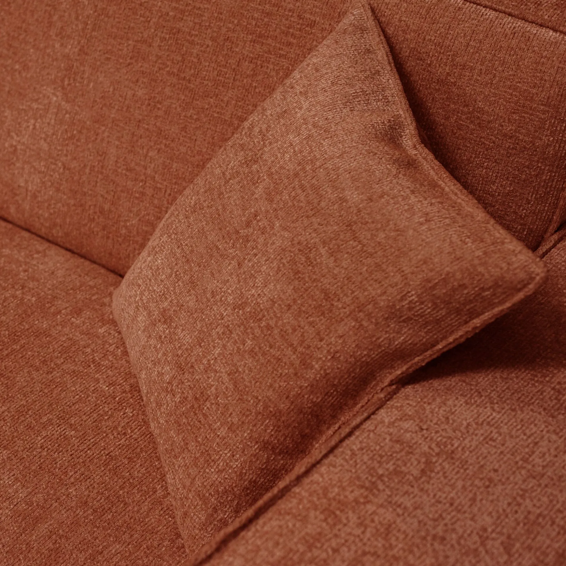 Canapé grand angle droit fixe en tissu tramé - brun rustrel