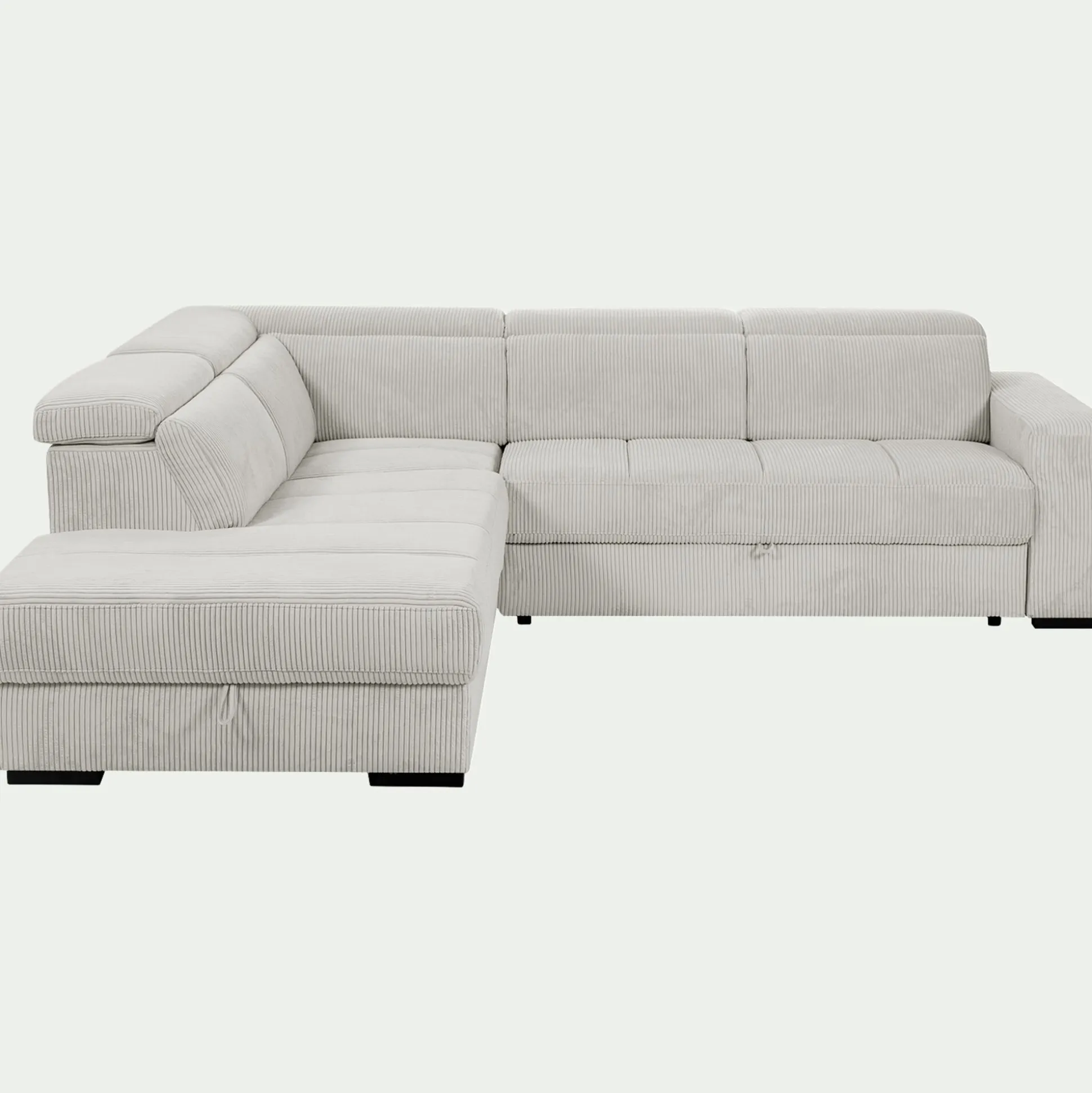 Canapé grand angle gauche convertible en tissu Castello - beige roucas