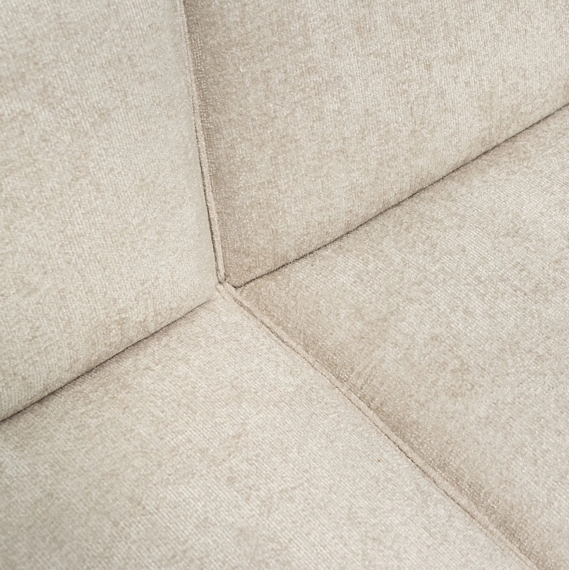 Canapé grand angle gauche fixe en tissu tramé - beige