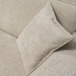 Canapé grand angle gauche fixe en tissu tramé - beige