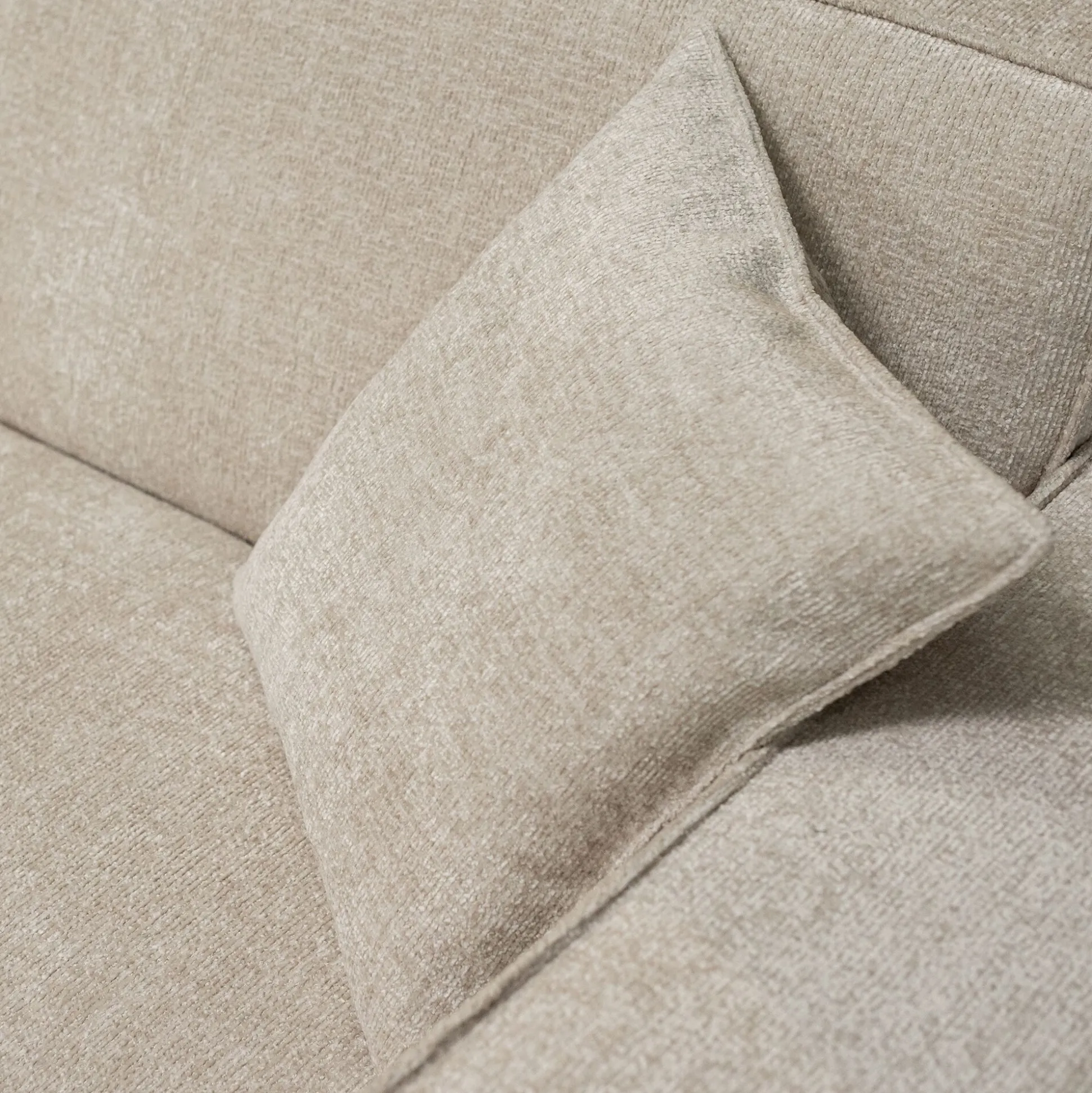Canapé grand angle gauche fixe en tissu tramé - beige