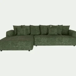Canapé grand angle gauche fixe en tissu Genesis - vert cèdre