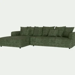 Canapé grand angle gauche fixe en tissu Genesis - vert cèdre