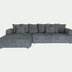 Canapé grand angle gauche fixe en tissu Genesis - gris ardoise