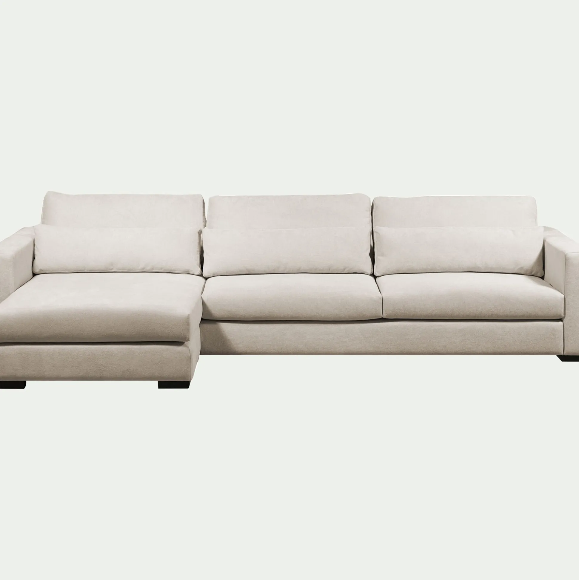 Canapé grand angle gauche fixe en tissu Bloq - beige roucas