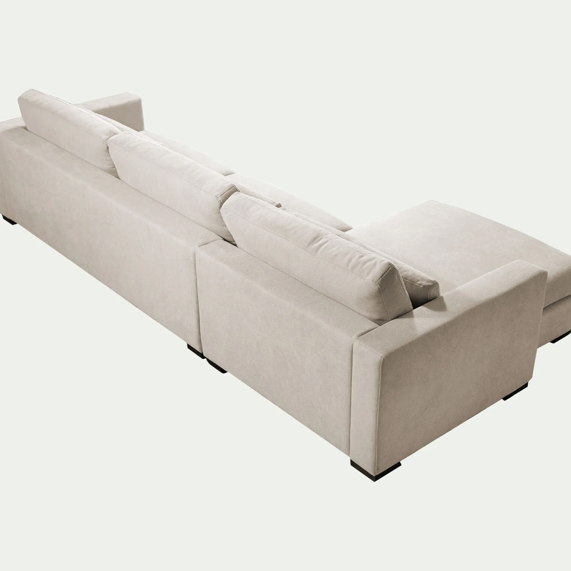 Canapé grand angle gauche fixe en tissu Bloq - beige roucas