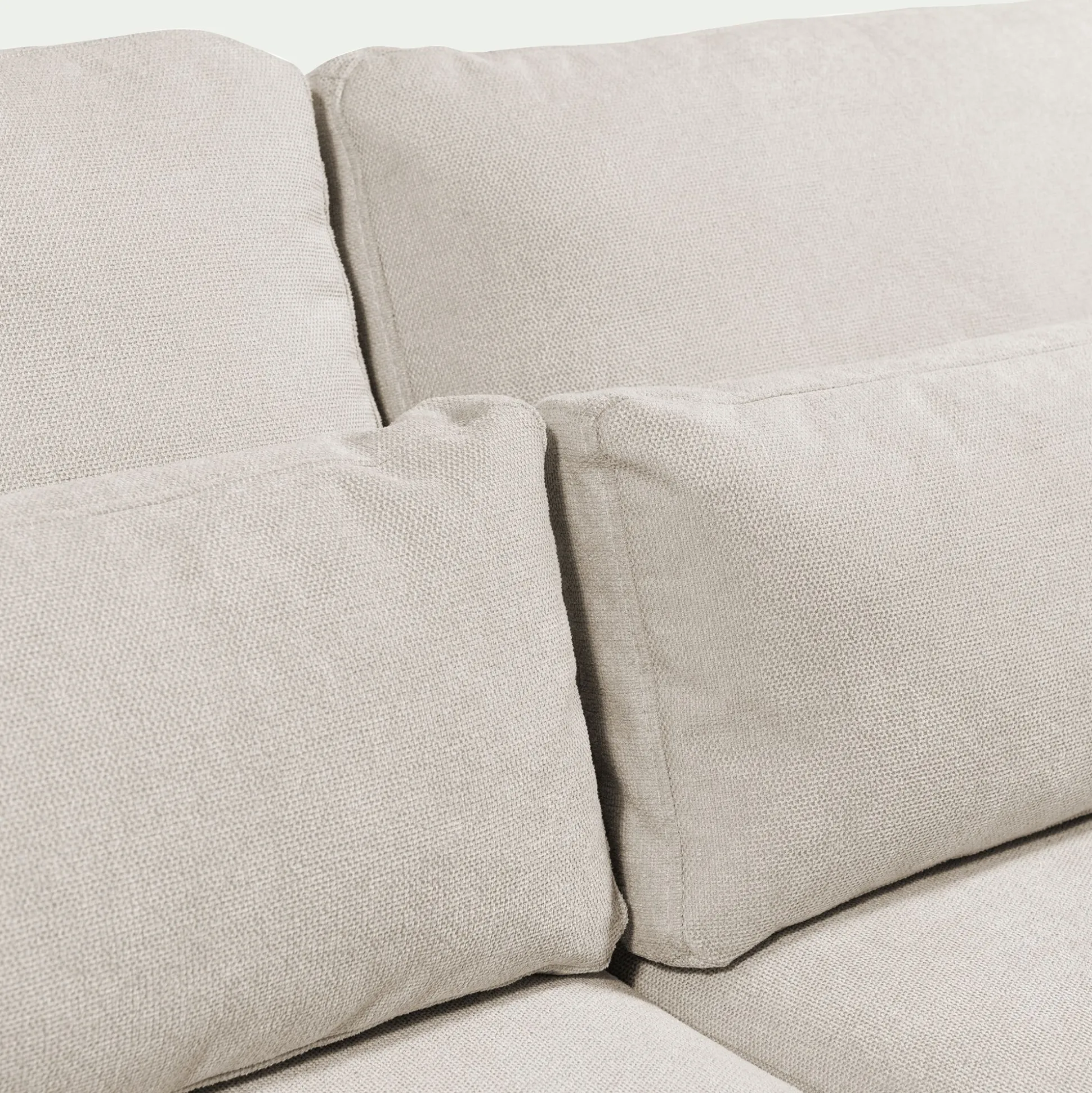 Canapé grand angle gauche fixe en tissu Bloq - beige roucas