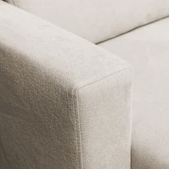 Canapé grand angle gauche fixe en tissu Bloq - beige roucas