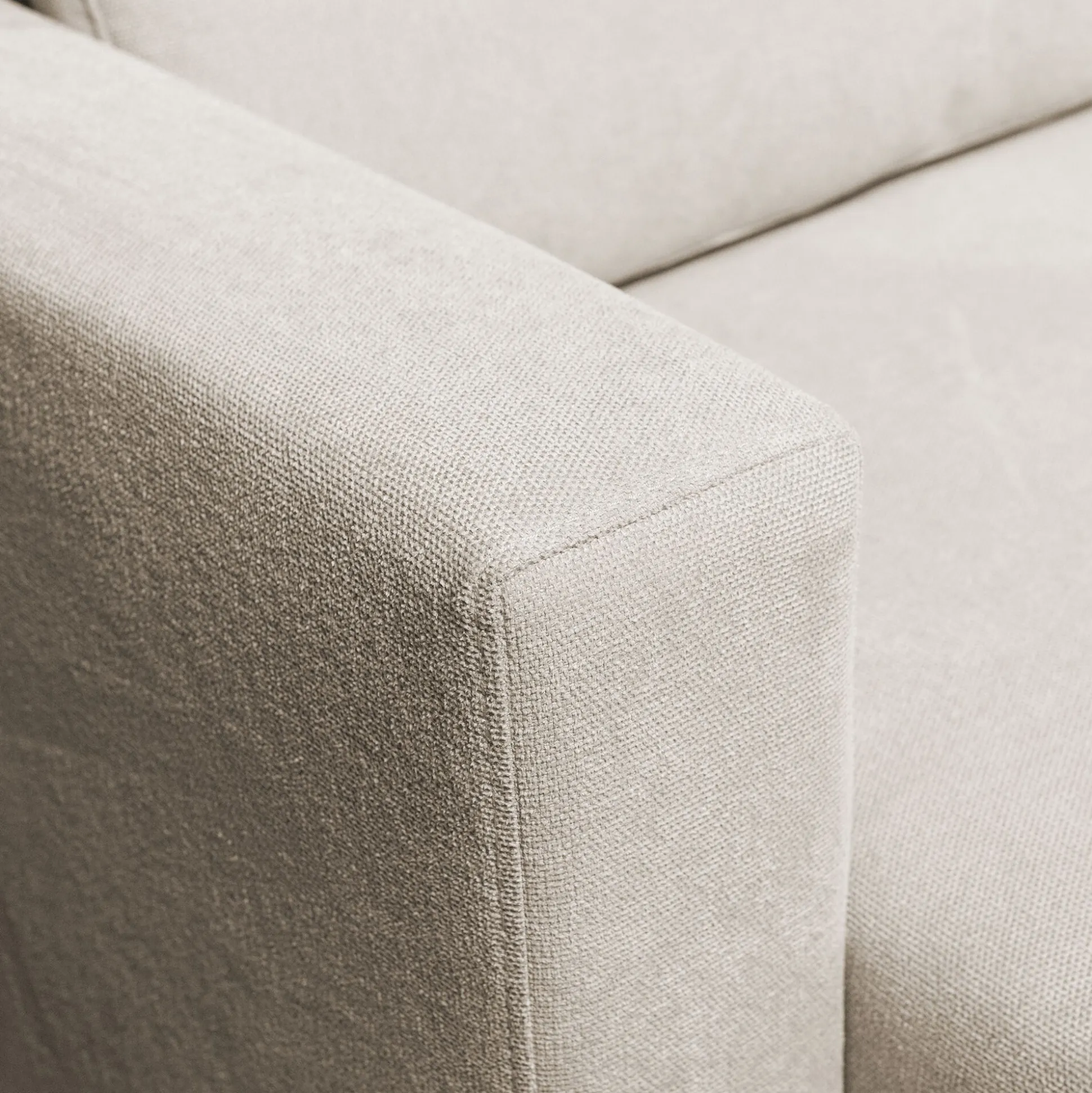 Canapé grand angle gauche fixe en tissu Bloq - beige roucas