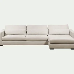 Canapé grand angle gauche fixe en tissu Bloq - beige roucas