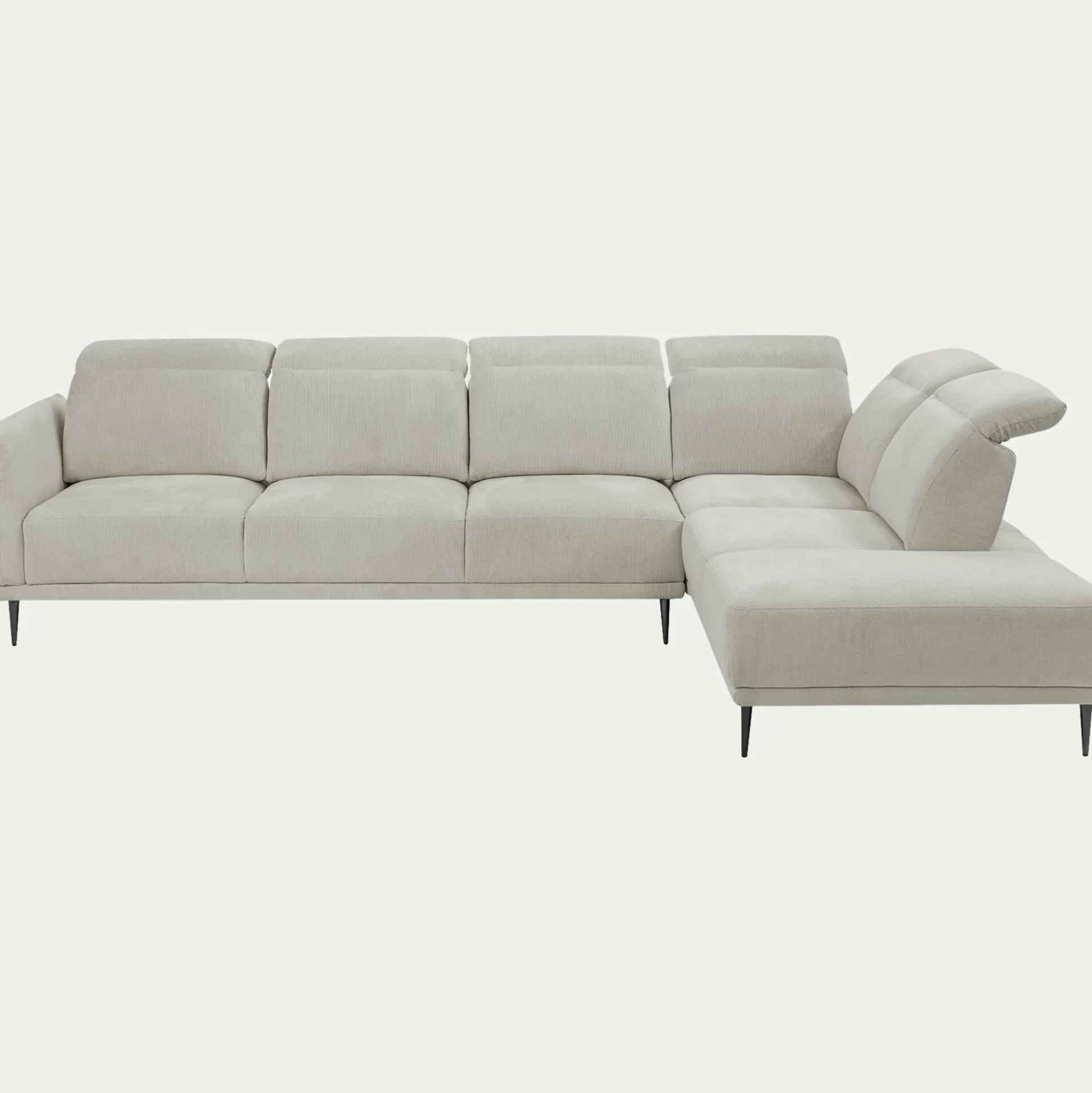 Canapé grand d'angle droit en tissu memphis avec fonction avance-recul - beige roucas