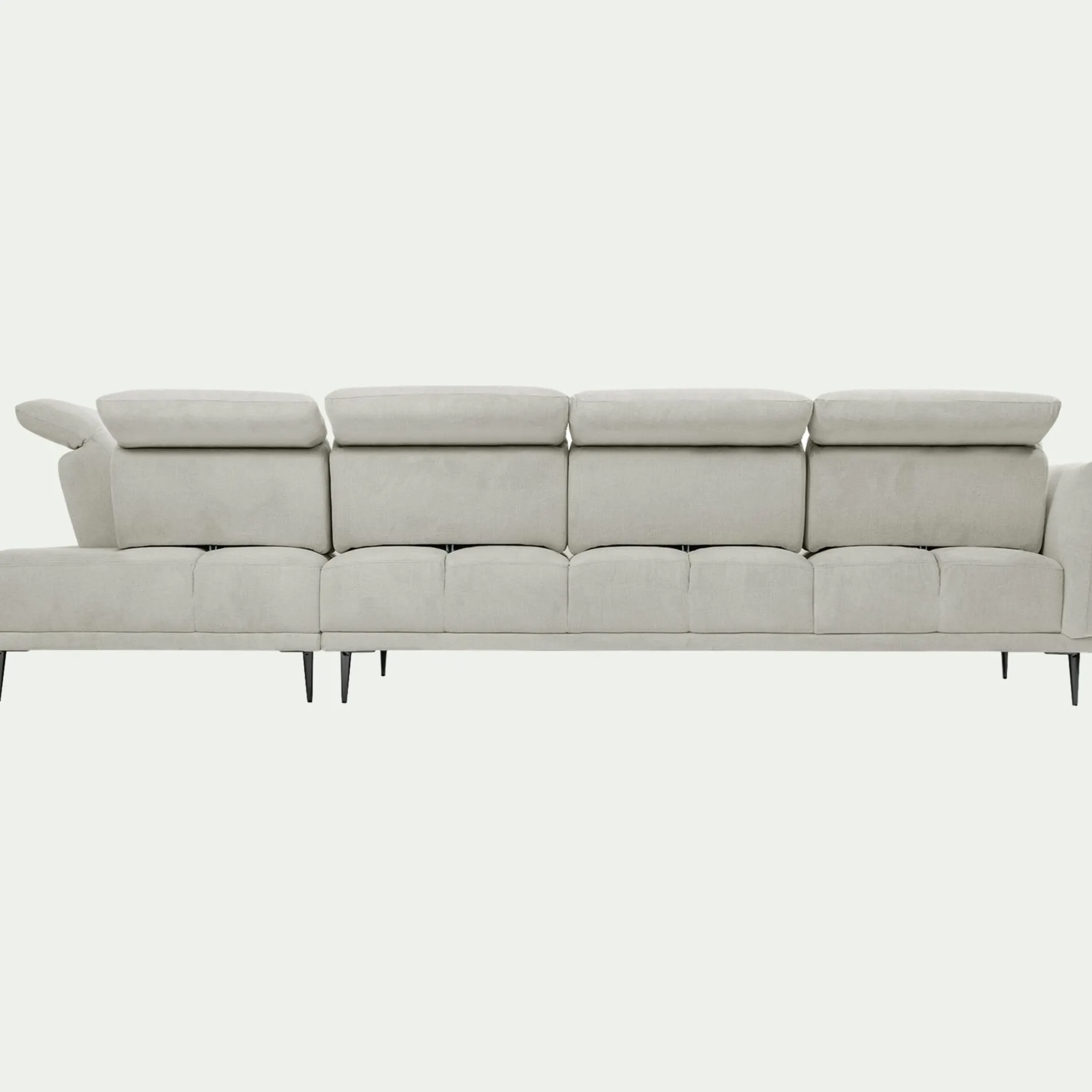 Canapé grand d'angle droit en tissu memphis avec fonction avance-recul - beige roucas