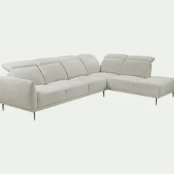 Canapé grand d'angle droit en tissu memphis avec fonction avance-recul - beige roucas