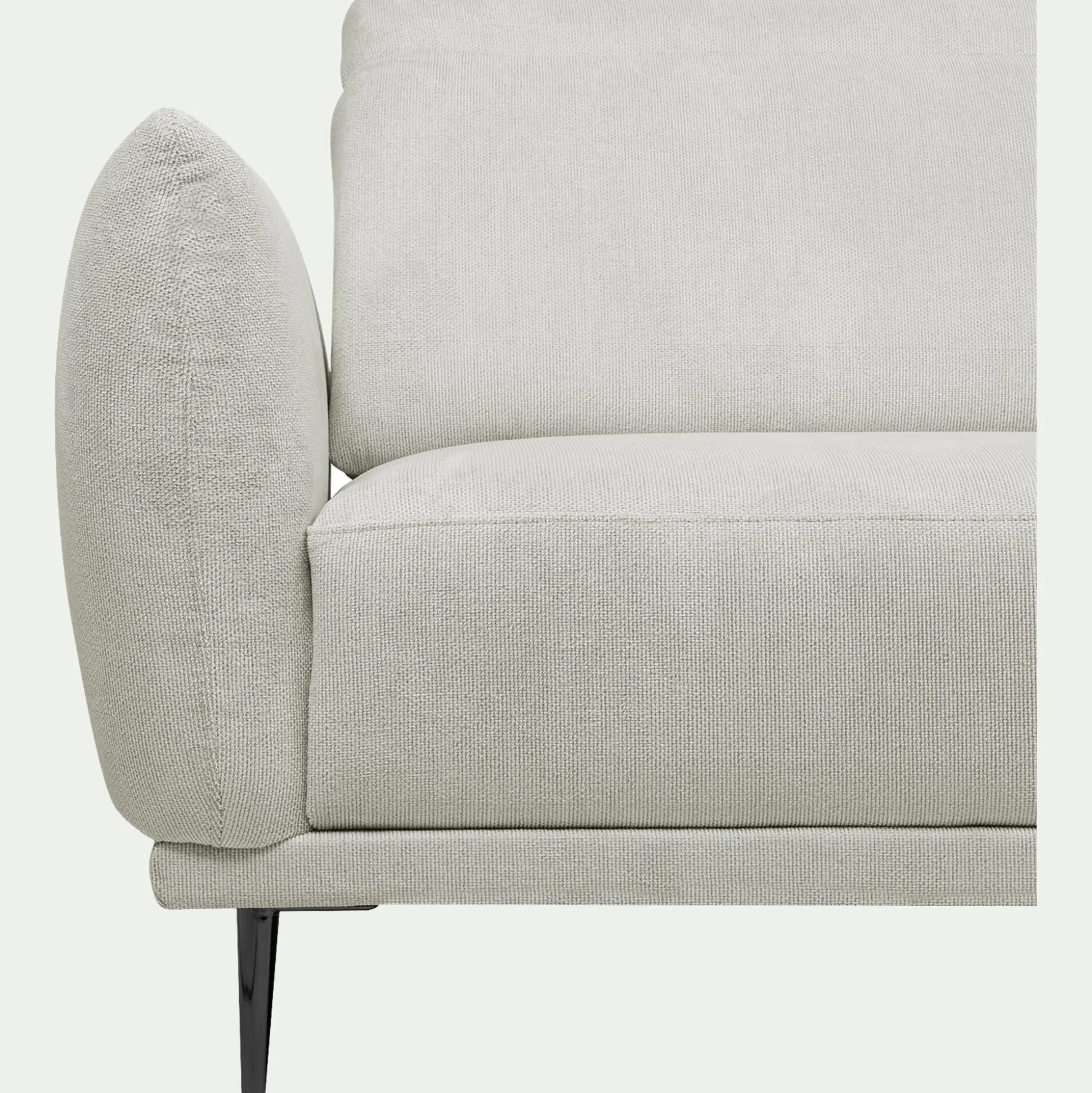 Canapé grand d'angle droit en tissu memphis avec fonction avance-recul - beige roucas
