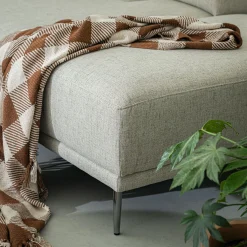Canapé grand d'angle droit en tissu avec fonction avance-recul - beige roucas