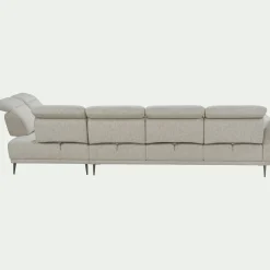 Canapé grand d'angle droit en tissu avec fonction avance-recul - beige roucas