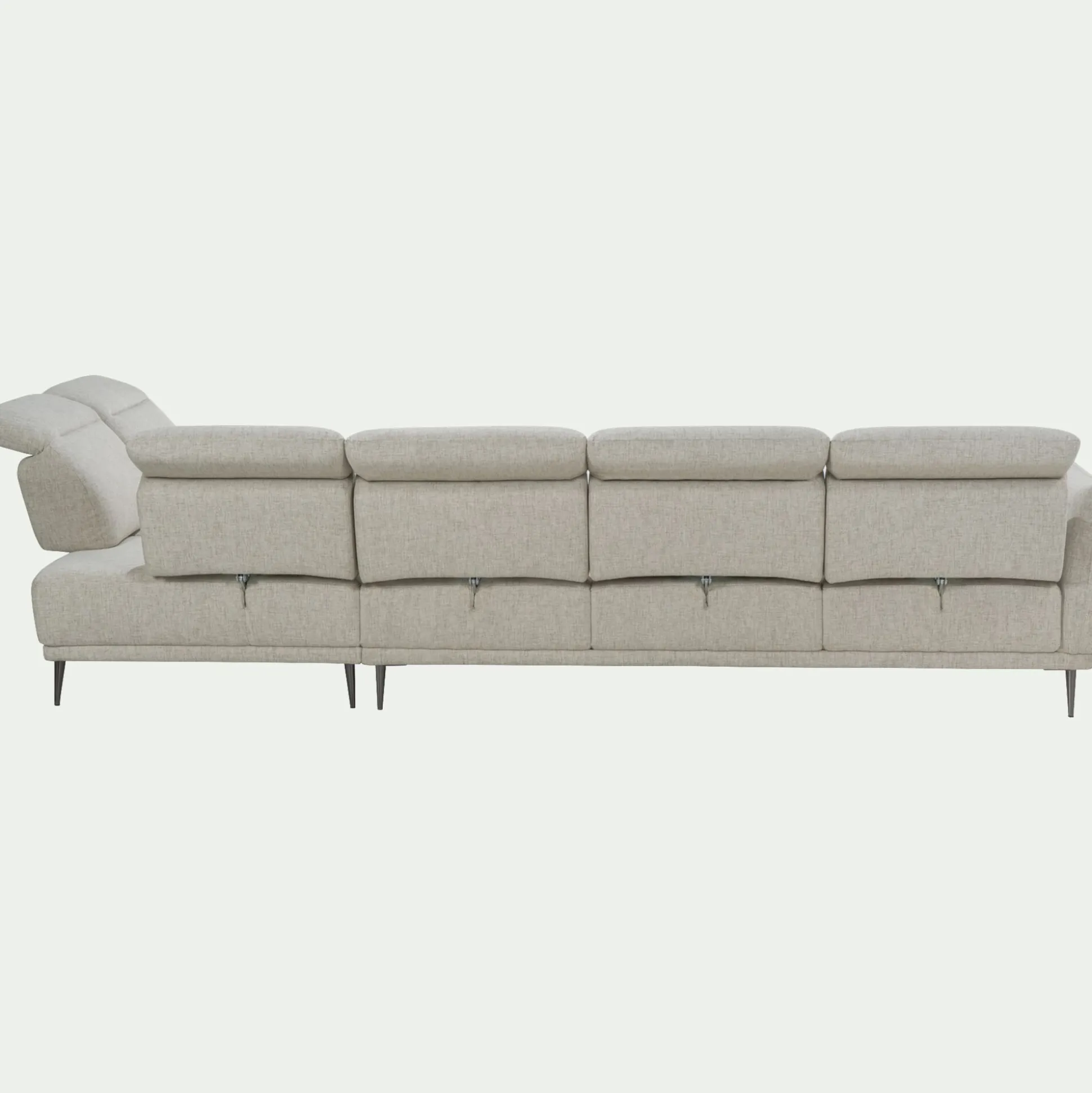 Canapé grand d'angle droit en tissu avec fonction avance-recul - beige roucas