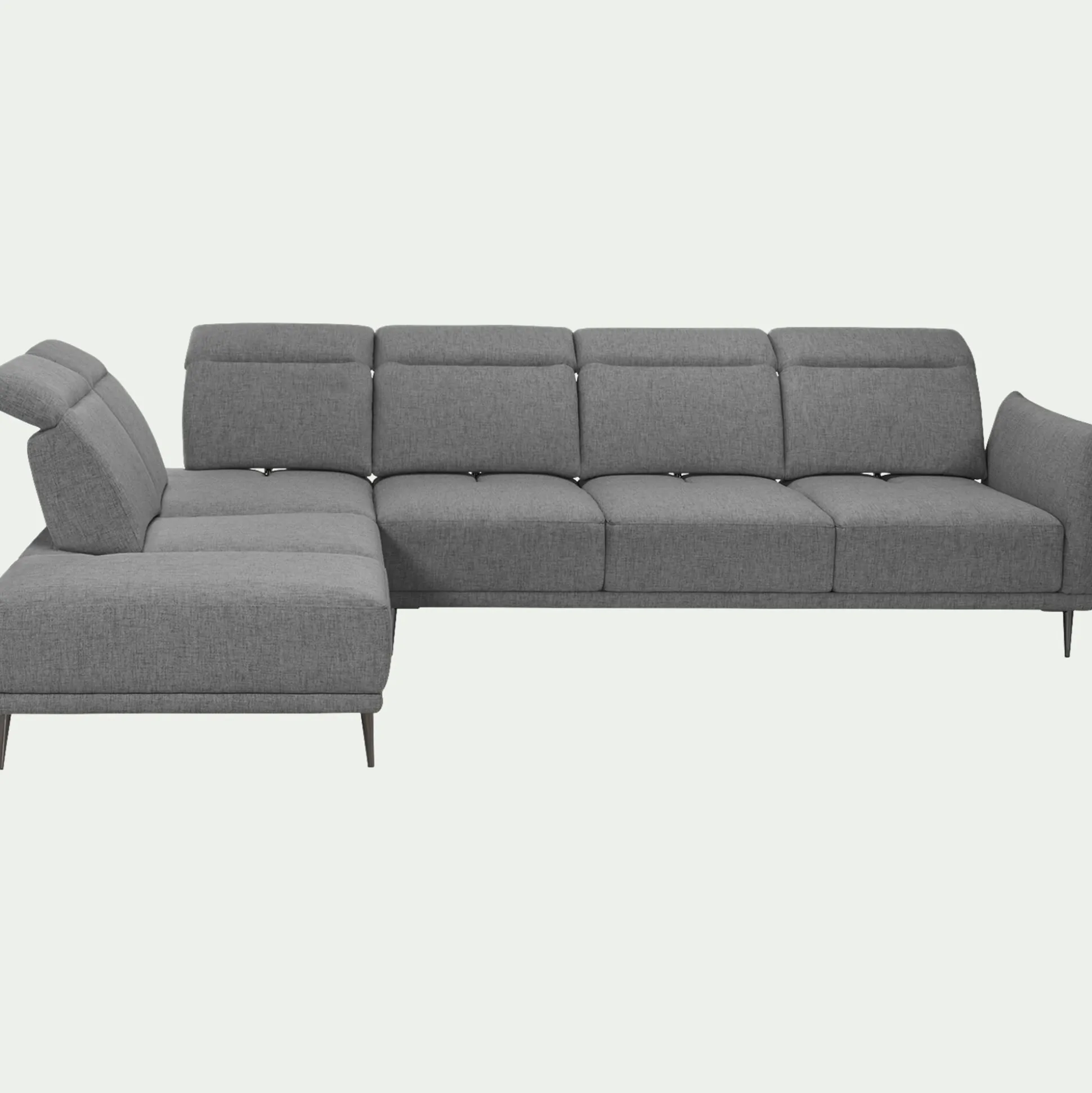 Canapé grand d'angle gauche en tissu avec fonction avance-recul - gris restanque