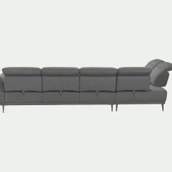 Canapé grand d'angle gauche en tissu avec fonction avance-recul - gris restanque